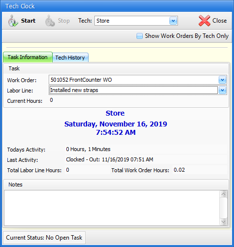 TechClockOutsideWorkOrder